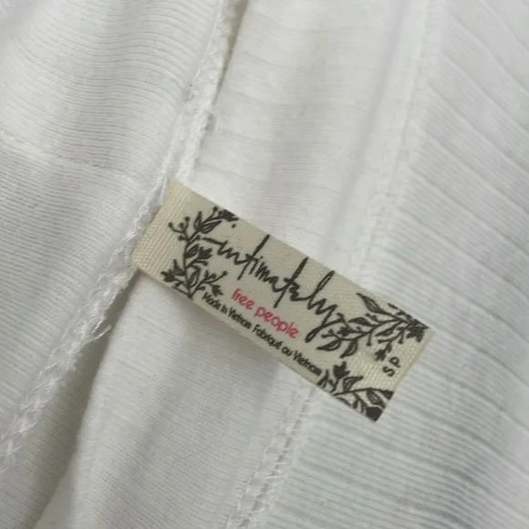 Intimately Free People White Fitted Ribbed Cotton Long Sleeve Top - Size S - Picture 3 of 5